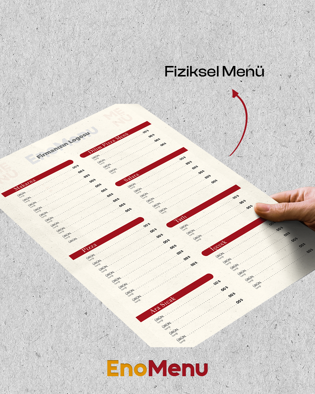 Fiziksel Menü — EnoMenu fiziksel ürün